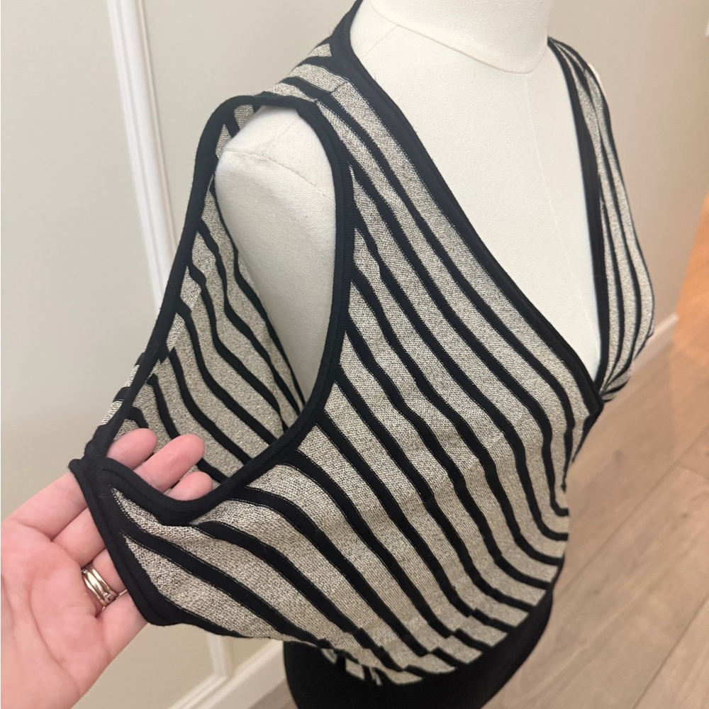 Cache Black and Silver Striped Top - Picture 2 of 5